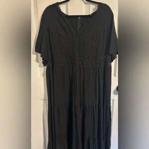 Black Lace Tiered Maxi dress